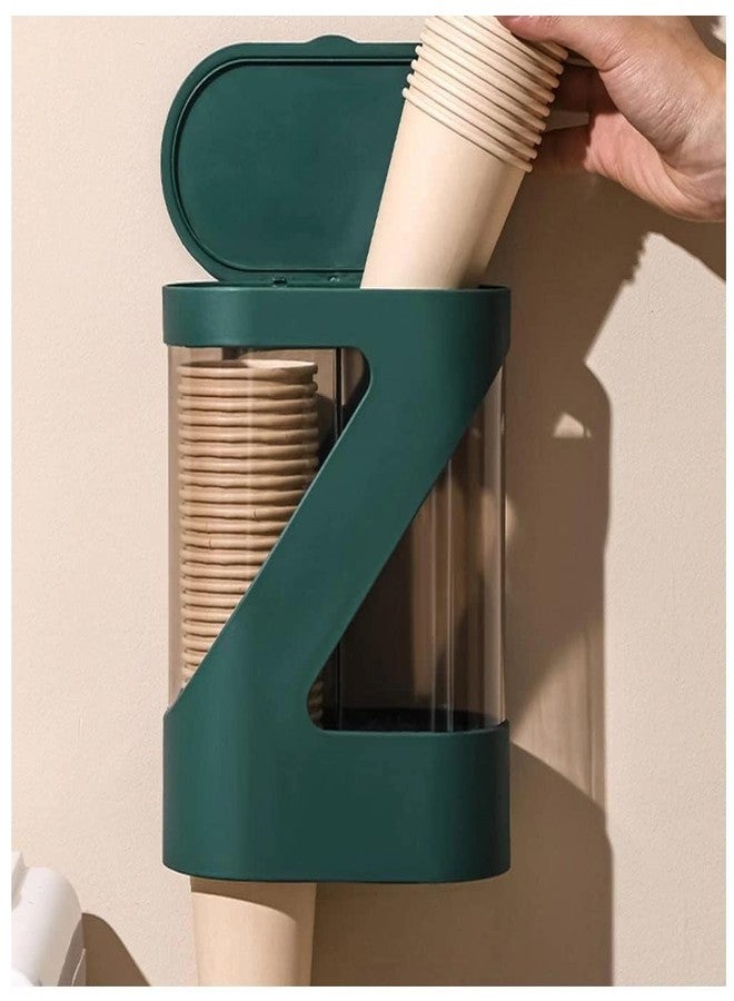 Styxon Wall-Mounted Disposable Cup Dispenser with Dustproof Cover Self Adhesive Pull Type Double Tube Water Paper Cup Holder Wall Mount Cup Rack for Home & Kitchen - Random Color - Image 3