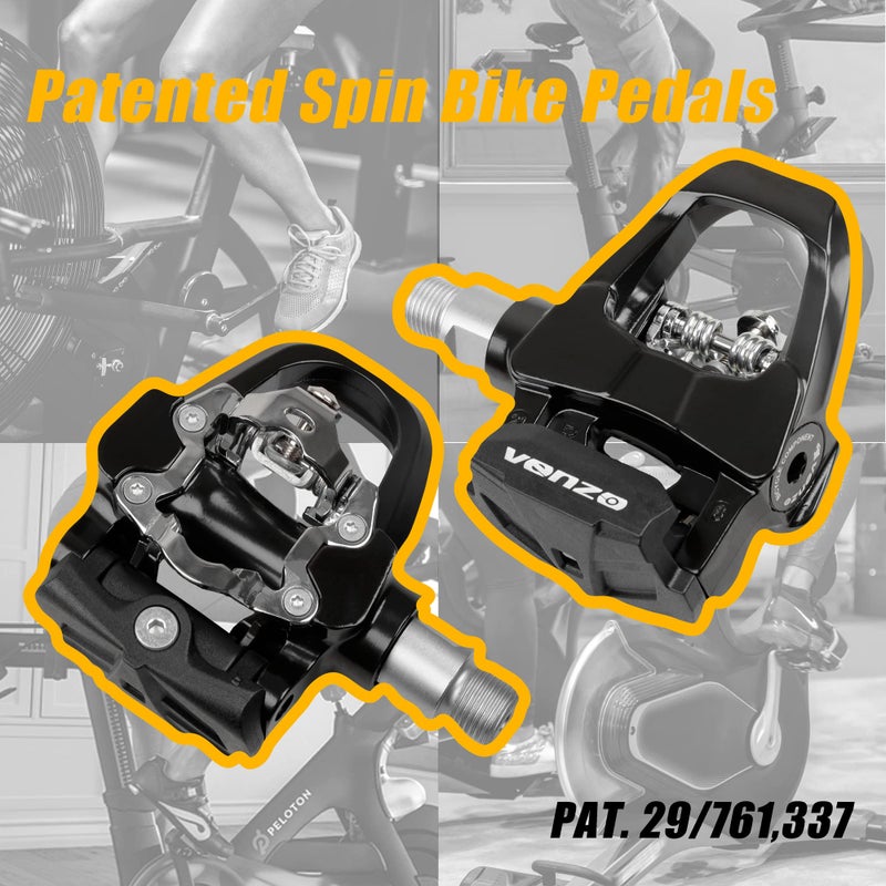 Venzo Compatible with Shimano SPD-SL & Shimano SPD System for Indoor Fitness Exercise Bike Bicycle Pedals & Cleats with 9/16" Heavy Duty Spindles Sealed Bearing - Pedals - Image 2