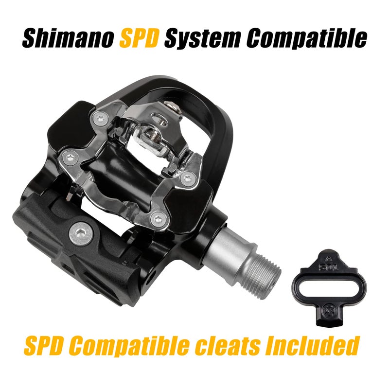 Venzo Compatible with Shimano SPD-SL & Shimano SPD System for Indoor Fitness Exercise Bike Bicycle Pedals & Cleats with 9/16" Heavy Duty Spindles Sealed Bearing - Pedals - Image 4