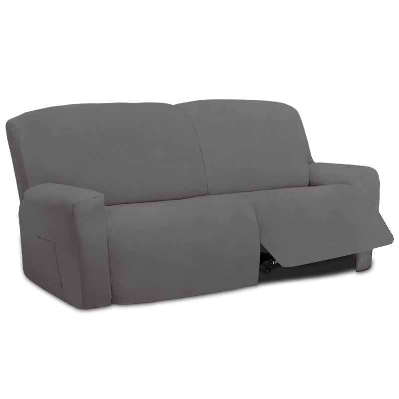 Easy-Going EasyGoing Oversized 6 Pieces Microfiber Stretch Sectional Recliner Loveseat Sofa Slipcover Soft Fitted Fleece 2 Seats Couch Cover Washable Furniture Protector with Elasticity for Kids Pet Light Gray 