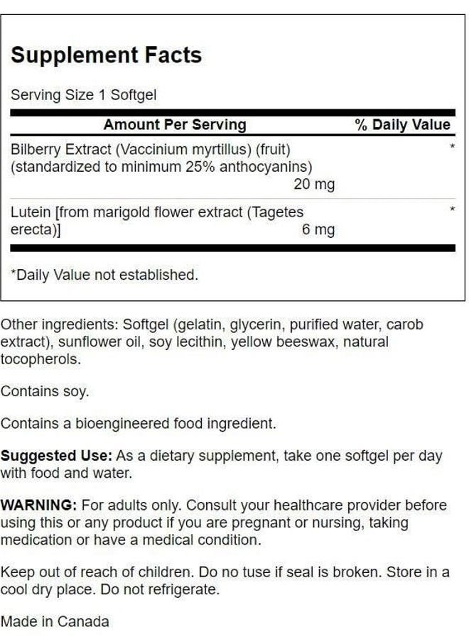 SWANSON Standardized Lutein '&' Bilberry - Natural Supplement Promoting Eye Sight '&' Eye Health - Formula to Help Reduce Eye Fatigue '&' Strain - (120 Softgels) - Image 2