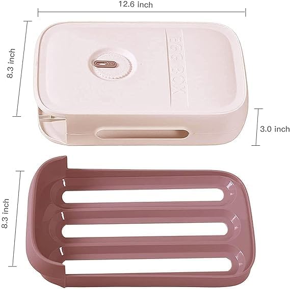 CREDSY Rolling Egg Holder Countertop Auto Scrolling Egg Tray for Refrigerator 1821 Eggs Stackable Plastic Egg Container Drawer Type Storage Rack Box for Kitchen Light Pink - Image 3