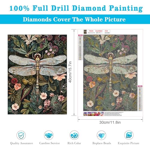 ARPADAMO 4 Pack Diamond Art Kits for Adults,Dragonfly, bee, Beetle, Butterfly Diamond Art Animal Diamond Painting Art Kit for Adult,Round Full Drill Diamonds, Diamond Art Kit for Home Decor-12x16inch - Image 4