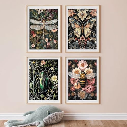 ARPADAMO 4 Pack Diamond Art Kits for Adults,Dragonfly, bee, Beetle, Butterfly Diamond Art Animal Diamond Painting Art Kit for Adult,Round Full Drill Diamonds, Diamond Art Kit for Home Decor-12x16inch - Image 3