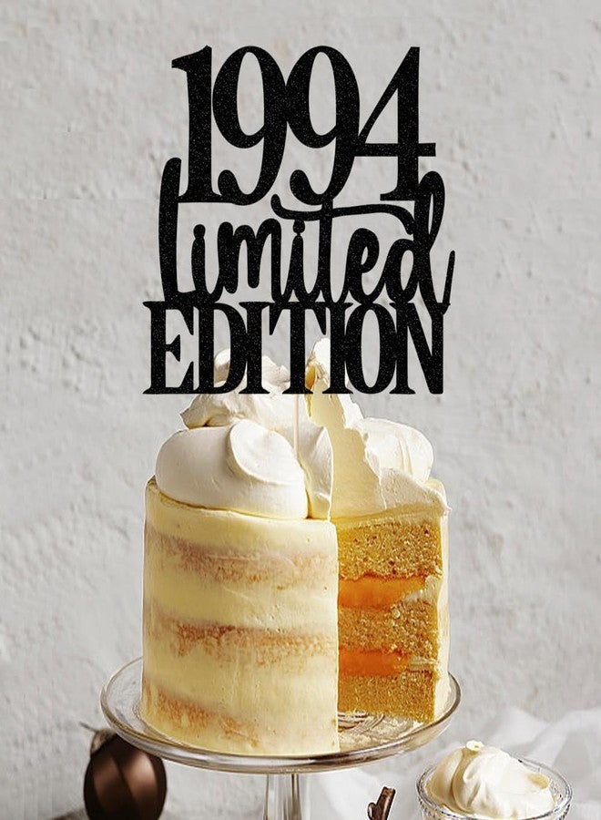 Yetxel Limited EDITION 1994 cake topper 32th birthday happy birthday cake topper men and women cheer 32 years old handmade black glitter cake decoration (1994) - Image 3