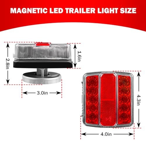 WUSHIXAN Magnetic Trailer Light Kit for Towing, 24ft Cable With 7-Pin Plug, IP68 Waterproof, DOT Certified - Image 4
