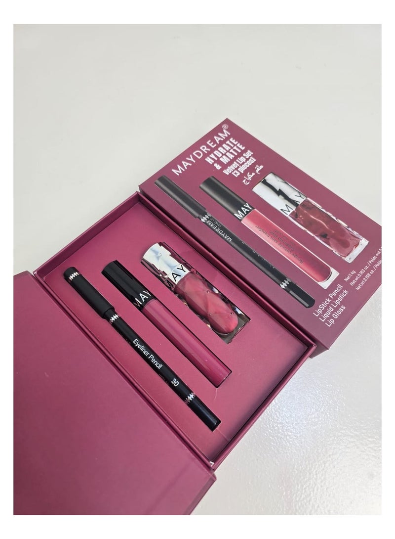 مي دريم طقم احمر الشفاة مع قلم كحل محدد عيون - Image 1