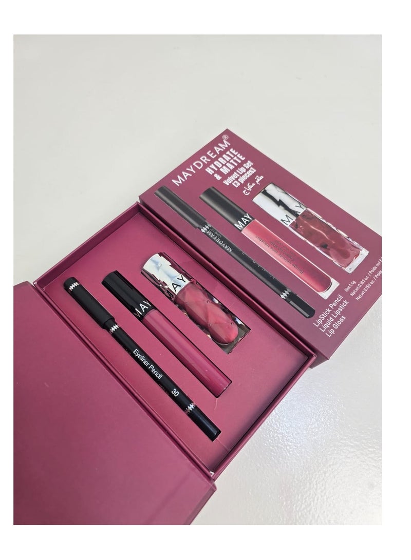 مي دريم طقم احمر الشفاة مع قلم كحل محدد عيون - Image 2