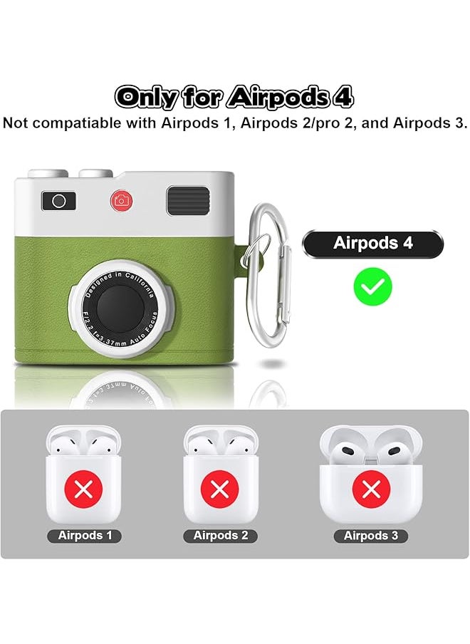 erorex - Protective Cover For Airpods 4 Case Cool Camera Shape Anti Scratch Shockproof Protective Case For Airpods 4 Soft Silicone Headphone Case Skin Cover With Keychain For Airpods 4 Case - Image 1