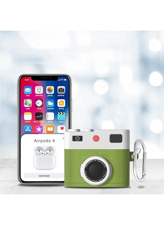 erorex - Protective Cover For Airpods 4 Case Cool Camera Shape Anti Scratch Shockproof Protective Case For Airpods 4 Soft Silicone Headphone Case Skin Cover With Keychain For Airpods 4 Case - Image 1