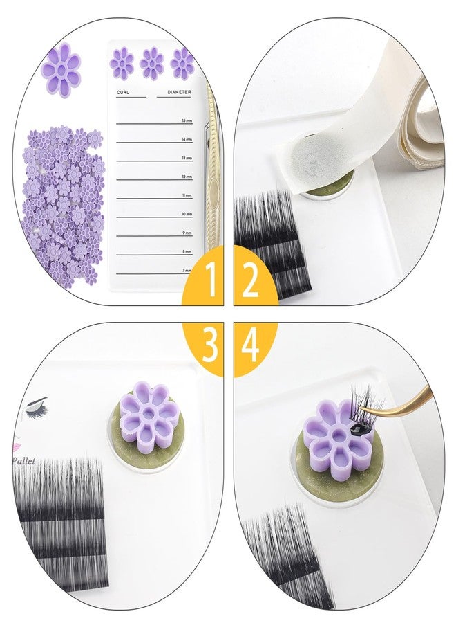 MyAoKuE-UP Lashes Glue Cups for Eyelash Extensions, 200 Pcs Lash Glue Ring Glue Cup with 2 Rolls Glue Point Lashing Supplies Kit for Women Gilrs（Pink/Purple) - Image 4