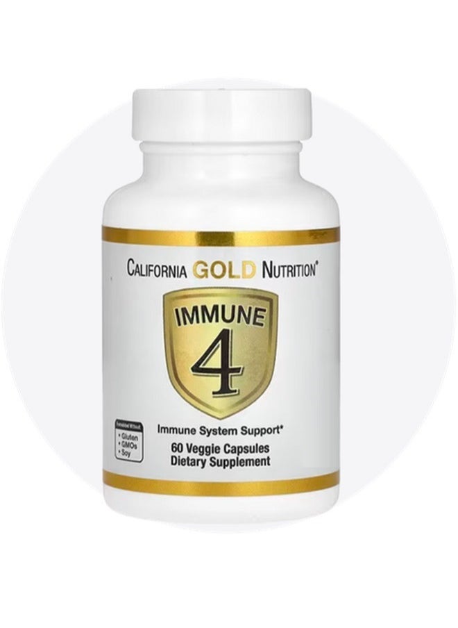 California Gold Nutrition - Immunity 4 Enriched With Vitamins C, E, Zinc and Selenium for Immune System Support 60 Veggie Capsules - Image 1