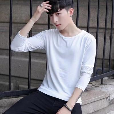 Autumn Loose-fit Mens Sweatshirt Casual Walf Check Trousers Gym Outfit Thin White Long T 