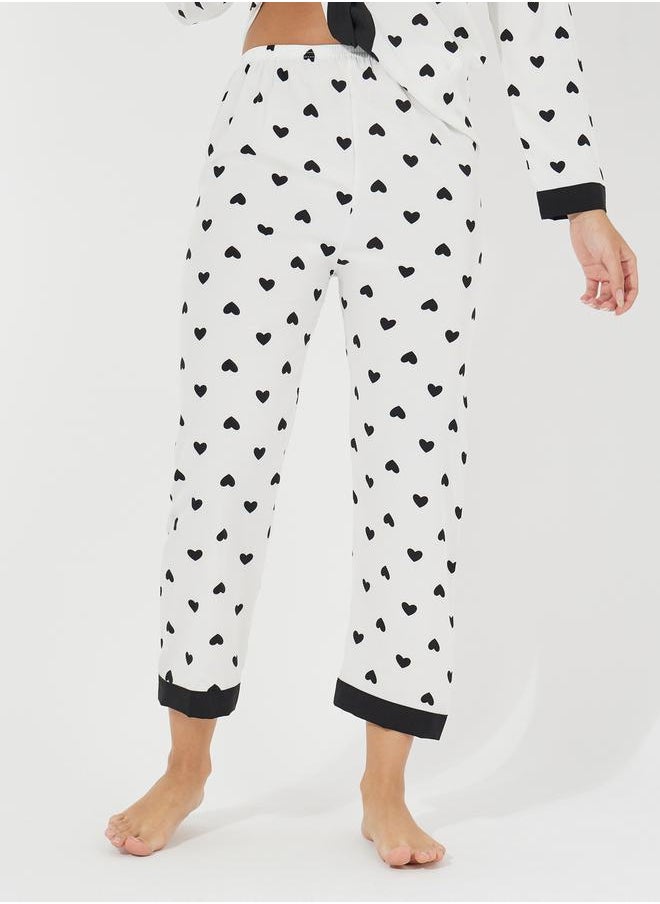 Take Two Heart Print Button Detail Shirt & Pyjama Set  - Image 5