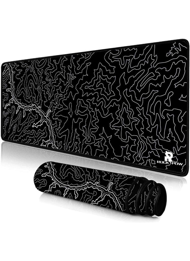 Rock Pow Large Gaming Mouse Pad 800x300x3mm, Stitched Edges, Extended Mousepad, Smooth Cloth Surface, Non-Slip Rubber Base, Waterproof deskpad (Topographic Canyon)  - Image 1