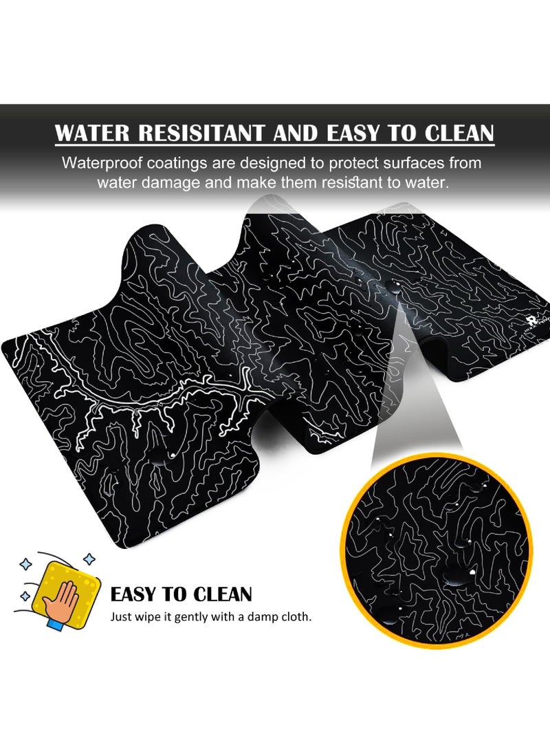 Rock Pow Large Gaming Mouse Pad 800x300x3mm, Stitched Edges, Extended Mousepad, Smooth Cloth Surface, Non-Slip Rubber Base, Waterproof deskpad (Topographic Canyon)  - Image 5