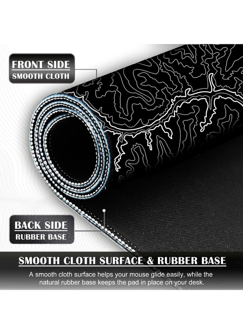 Rock Pow Large Gaming Mouse Pad 800x300x3mm, Stitched Edges, Extended Mousepad, Smooth Cloth Surface, Non-Slip Rubber Base, Waterproof deskpad (Topographic Canyon)  - Image 4