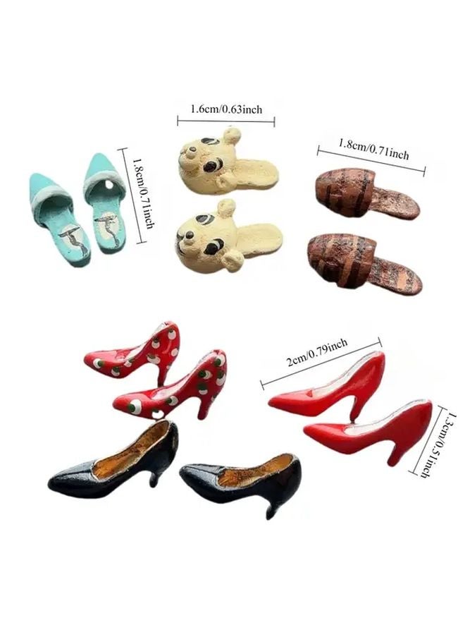 Resin Slippers Blue Dollhouse Miniature Shoes 6 Pairs Display Photography Props - Image 3