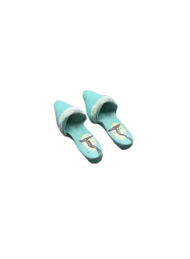 Resin Slippers Blue Dollhouse Miniature Shoes 6 Pairs Display Photography Props - Image 1