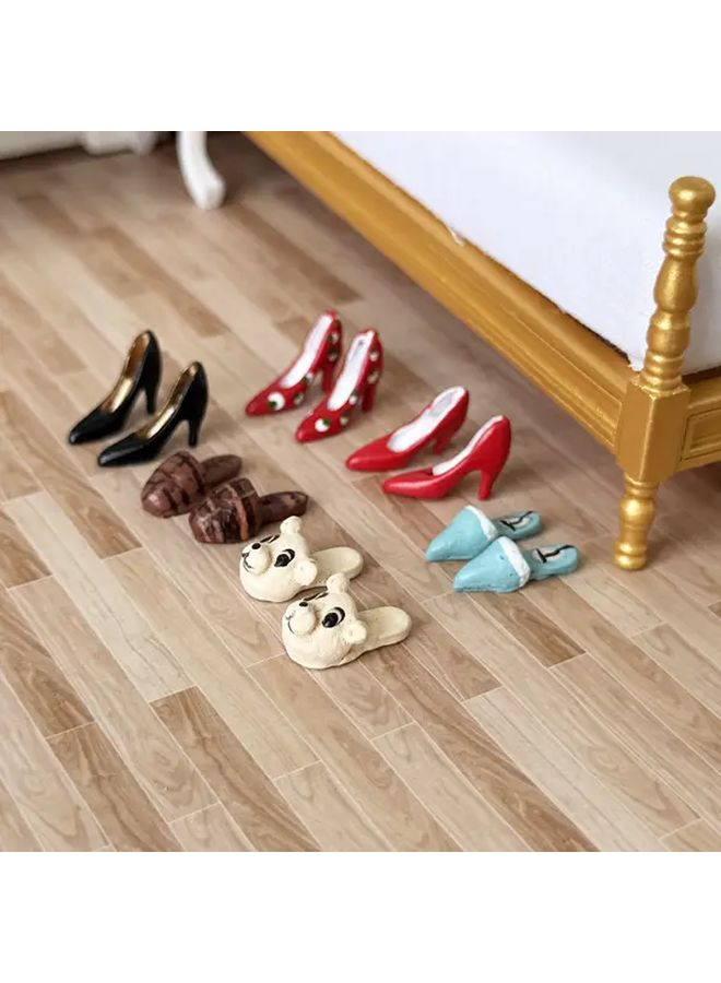 Resin Slippers Blue Dollhouse Miniature Shoes 6 Pairs Display Photography Props - Image 2