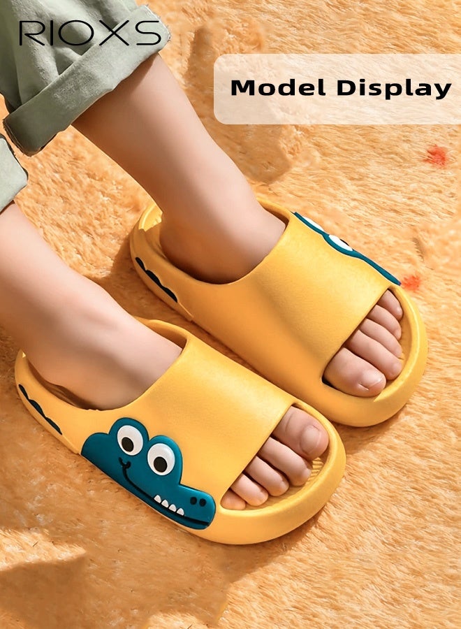 RIOXS Toddler Slippers, Cute Crocodile Shower Slippers for Girls Boys, Anti-Slip Bathroom Slippers, Lovely Open Toe Home Shoes, Outdoor Beach Slippers, Soft Comfy Slides Slippers, Bath Pool Slippers, Cartoon Slippers for Baby/ Little Kids/ Big Kids - Image 3