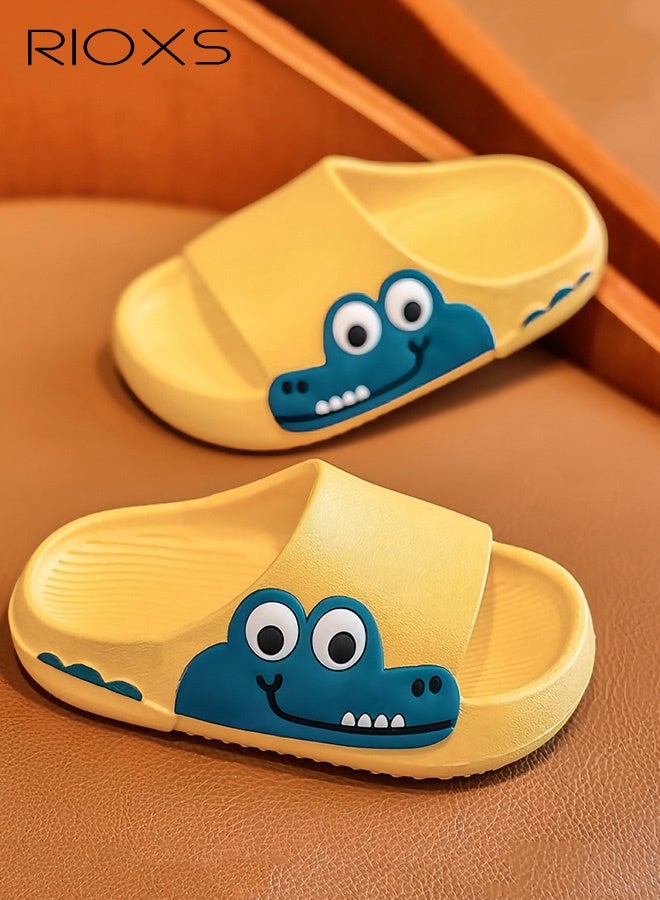 RIOXS Toddler Slippers, Cute Crocodile Shower Slippers for Girls Boys, Anti-Slip Bathroom Slippers, Lovely Open Toe Home Shoes, Outdoor Beach Slippers, Soft Comfy Slides Slippers, Bath Pool Slippers, Cartoon Slippers for Baby/ Little Kids/ Big Kids - Image 1