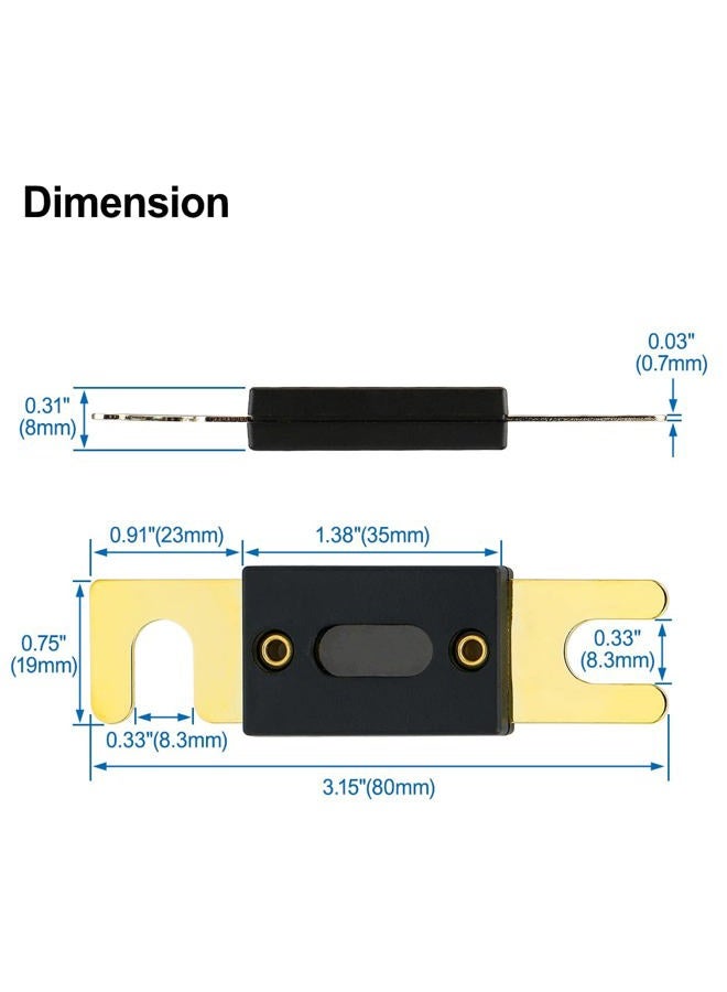 Baomain ANL Fuse ANL-250 250 Amp 250A for Car Vehicles Audio System Sheet Gold Tone (2PCS) - Image 4