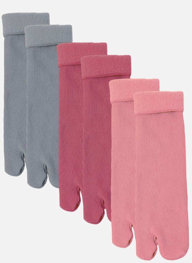 FIMS Women Pack Of 3 Striped Calf Length Thumb Socks - Image 1