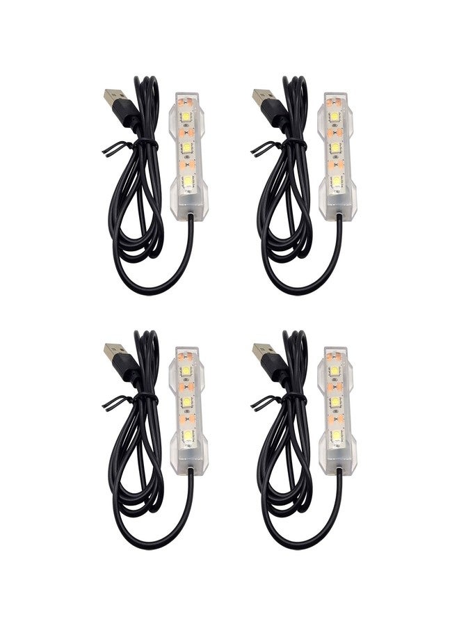 فلاين مصباح حوض السمك Flylin 4 قطع 5 فولت USB، مصباح إضاءة LED صغير للديكور، مصباح نباتات مائية لحوض السمك المكتبي، حديقة مائية داخلية (أبيض) - Image 1