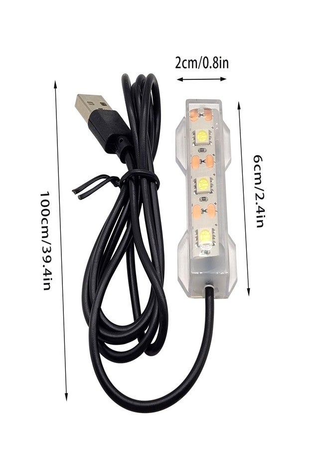 فلاين مصباح حوض السمك Flylin 4 قطع 5 فولت USB، مصباح إضاءة LED صغير للديكور، مصباح نباتات مائية لحوض السمك المكتبي، حديقة مائية داخلية (أبيض) - Image 3