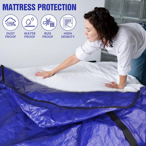 SaveAMatt Mattress Bags for Moving 2 Pack - Extra Thick & Durable Queen Mattress Cover for Moving - Reusable Waterproof Tarp Mattress Protector (82’’x62’’x15’’ Queen Size) - Image 2