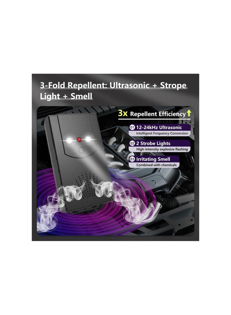 SYOSI Under Hood Ultrasonic Car Rodent Repeller, with Strobe Light & 3 Power Supply Methods, 2023 Newest Drive Away Mice and Rats From Cars Trucks Rv Engine Warehouse Attic, Safe Ultrasonic - Image 2