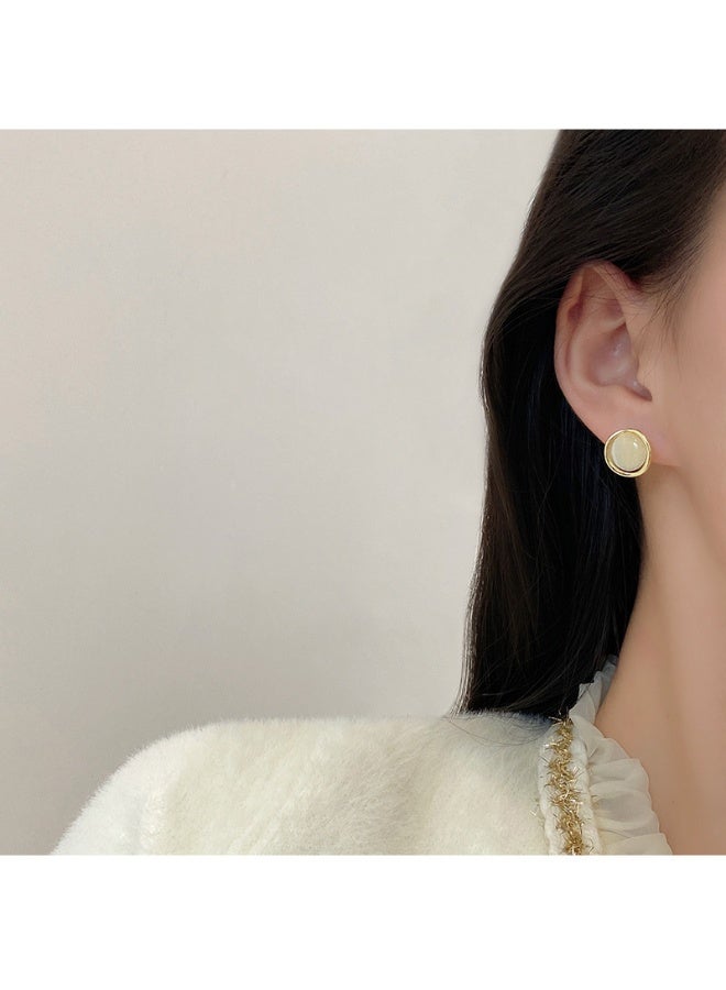 Lavida Minimalist Circle  cat's eye stone Stud Earrings, Charming  Sparkling Earrings for Women - Image 2