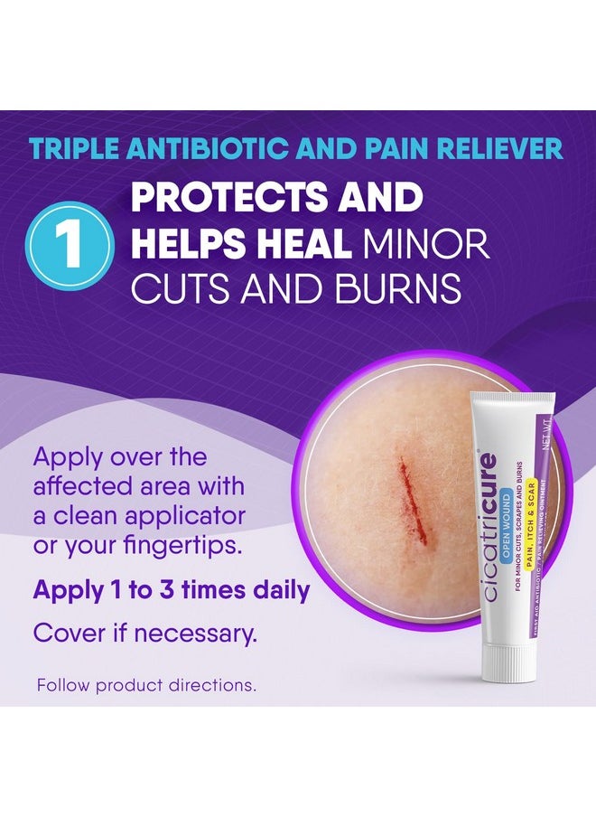 CICATRICURE Skin Recovery Kit: Advanced Scar Gel & Open Wound Care Antibiotic Ointment, Reduces Stretch Marks, Surgical & Acne Scars, Treats Cuts & Burns, 1 Oz Each - For Adults & Kids  - Image 3