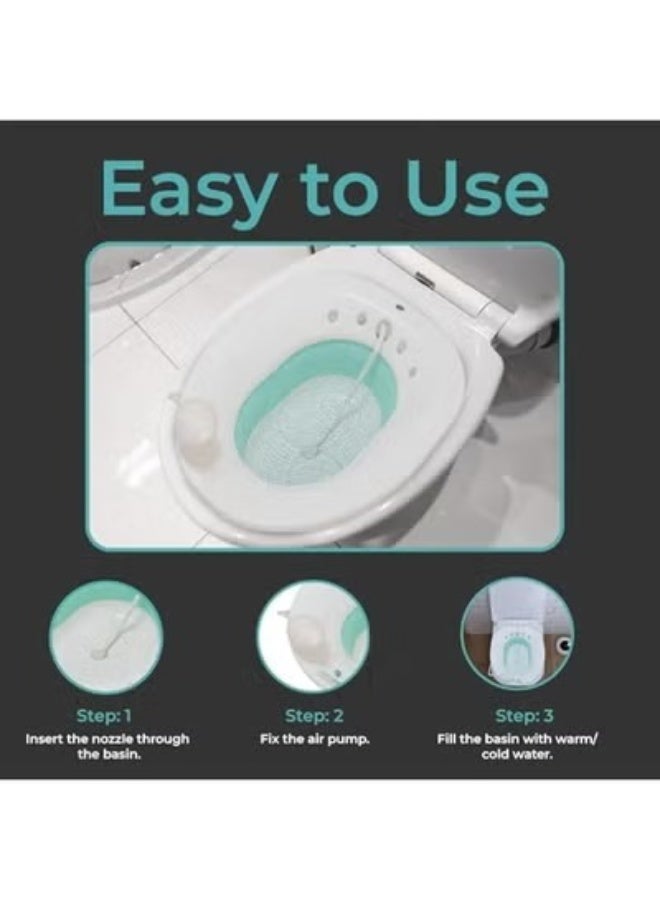 Toilet Seat, Foldable Steam Seat for Postpartum Care, Hemorrhoid Relief and Perineal Therapy, Portable Hygienic Soaking Basin for Bathing and Comfortable Recovery (Green) - Image 4