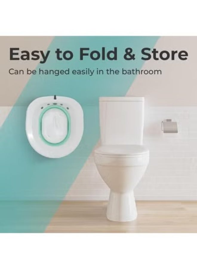 Toilet Seat, Foldable Steam Seat for Postpartum Care, Hemorrhoid Relief and Perineal Therapy, Portable Hygienic Soaking Basin for Bathing and Comfortable Recovery (Green) - Image 1