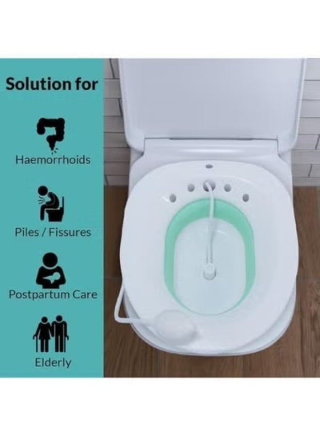 Toilet Seat, Foldable Steam Seat for Postpartum Care, Hemorrhoid Relief and Perineal Therapy, Portable Hygienic Soaking Basin for Bathing and Comfortable Recovery (Green) - Image 3