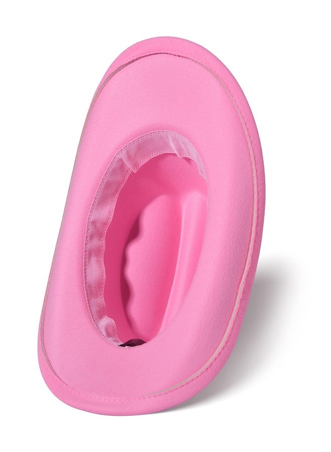 Willheoy Kids Cowboy Hat for Girls Boys Girls Western Cowgirl Hat with Buckle Belt Unisex Wide Brim Fedora Hat (US, Numeric, 6 1/2, Rose) - Image 5