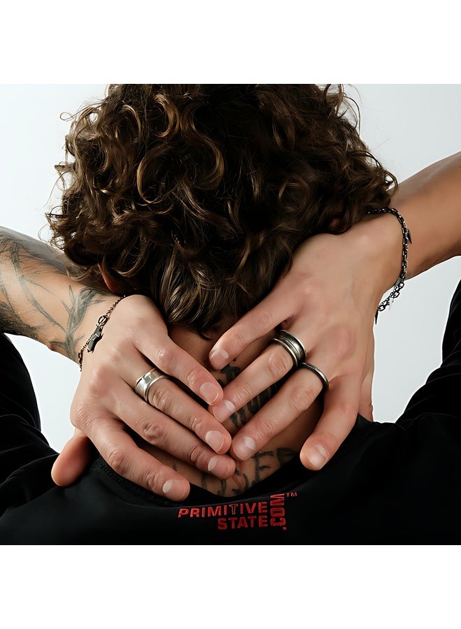 Cross Ring textured round 925 sterling silver size 17 - Image 2