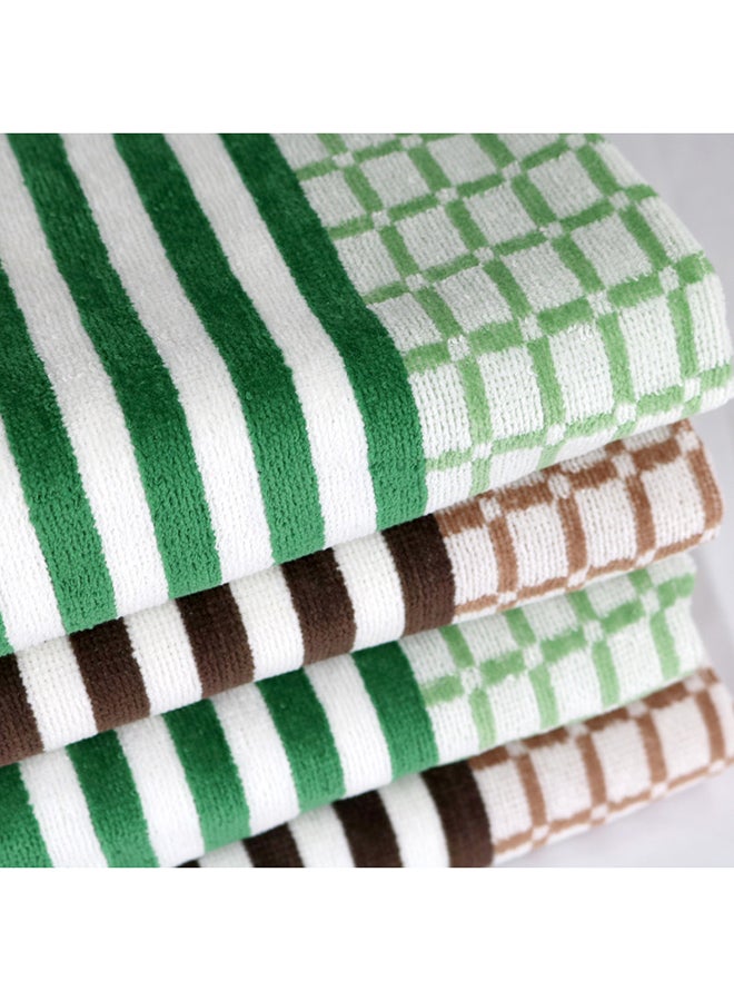 White Rose 4 Piece Bathroom Towel Set HYDRO 420 GSM 100% Cotton Velour 4 Bath Towel 70x140 cm Green & brown Color Modern Stripe Design Luxury Touch Extra Absorbent  - Image 3