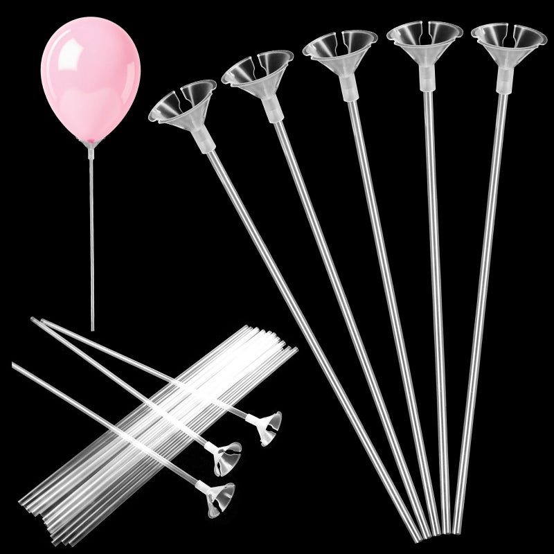 IANFAN 30 Pcs Balloon Sticks Plastic Balloon Sticks with Bases Balloon Holder Sticks Weights for Tying Balloon Birthday Parties Graduation Holiday Wedding Anniversary Decoration - Image 3