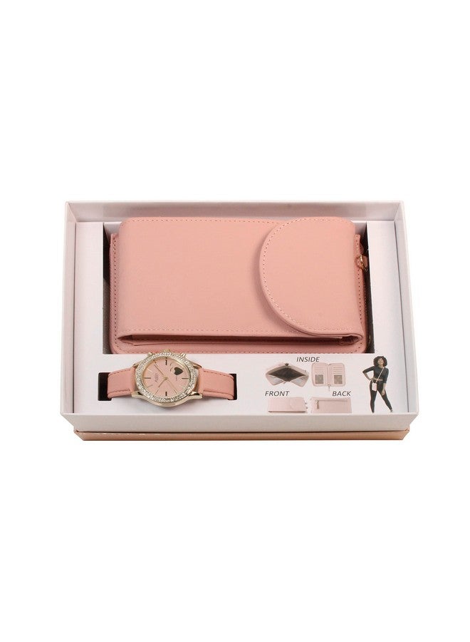 Ashley Princess ساعة قراءة سهلة ملونة للنساء تتناسب مع محفظة ملونة مثالية تحمل الهواتف الذكية وبطاقات الائتمان والنقود والتغيير منظمة وأنيقة مجموعة هدايا مثيرة للإعجاب St10385Blush - Image 2