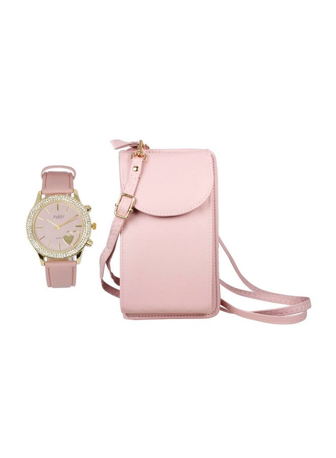 Ashley Princess ساعة قراءة سهلة ملونة للنساء تتناسب مع محفظة ملونة مثالية تحمل الهواتف الذكية وبطاقات الائتمان والنقود والتغيير منظمة وأنيقة مجموعة هدايا مثيرة للإعجاب St10385Blush - Image 1