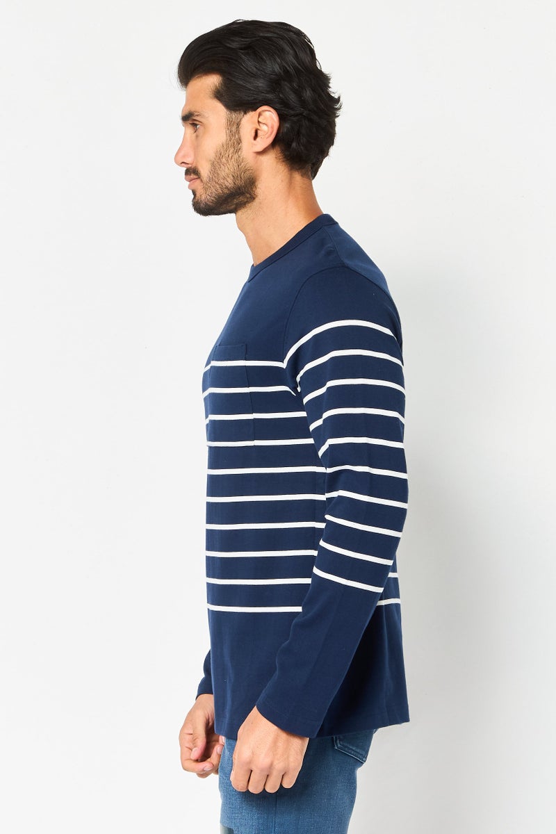Celio Men Crew Neck Long Sleeve Stripe T-Shirt, Multicolor - Image 4