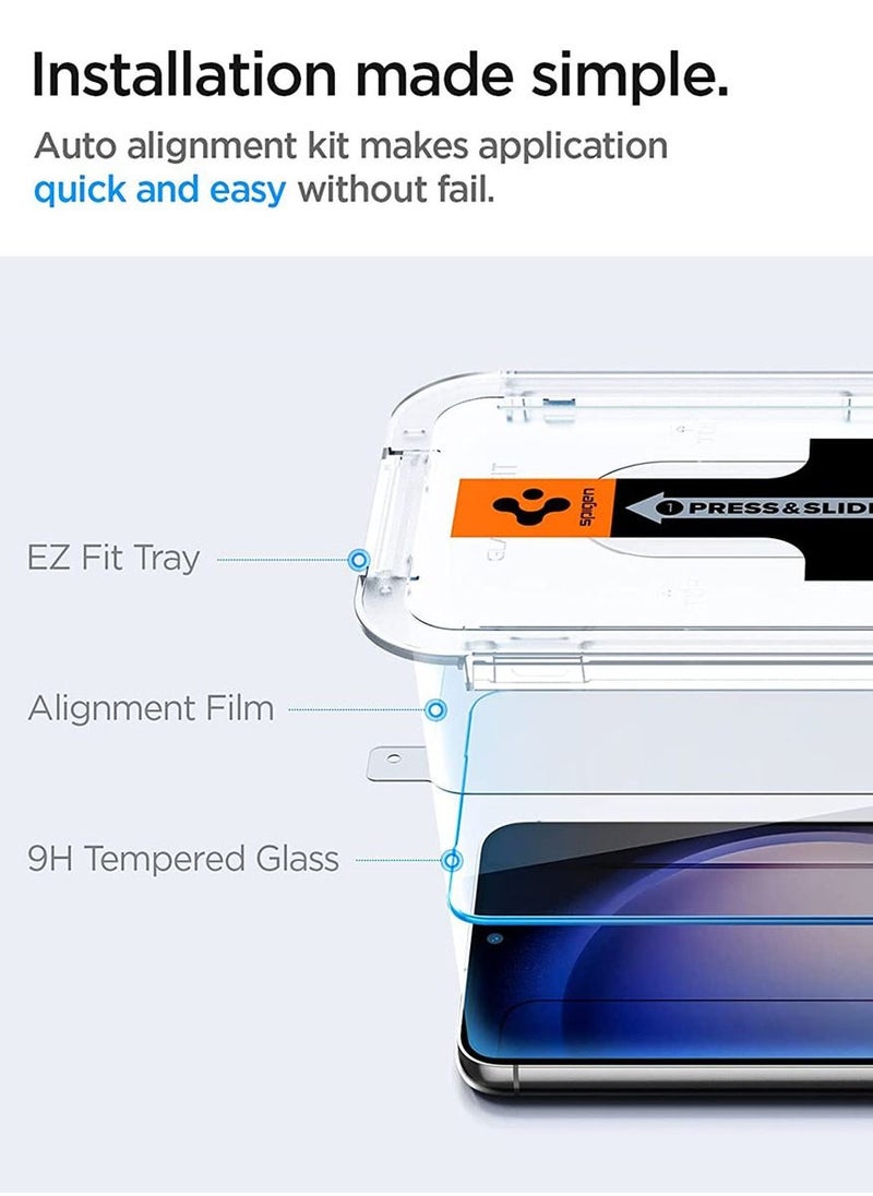 GLAStR EZ Fit for Samsung Galaxy S23 PLUS Tempered Glass Screen Protector [2 PACK] with Easy Install Tray