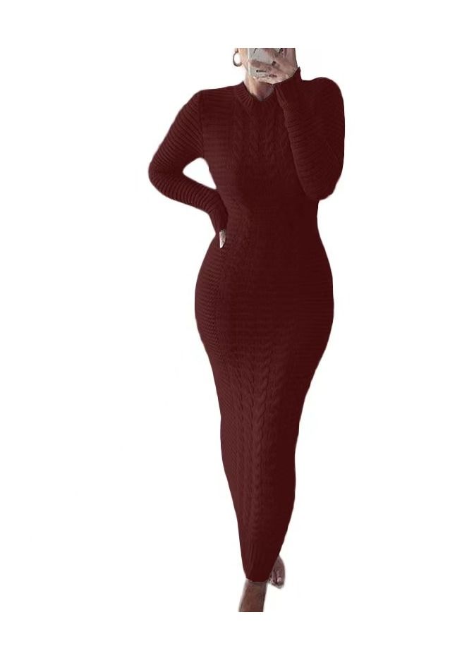 Loquat Autumn Winter New Fashion Twist Wool Dress 