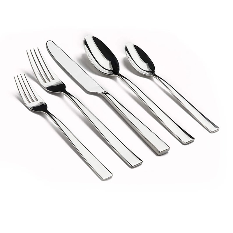 Gourmet Settings 60Piece Silverware Resto CollectionPolished Stainless Steel Flatware Sets 12 Kitchen Cutlery Utensil KnifeForkSpoon