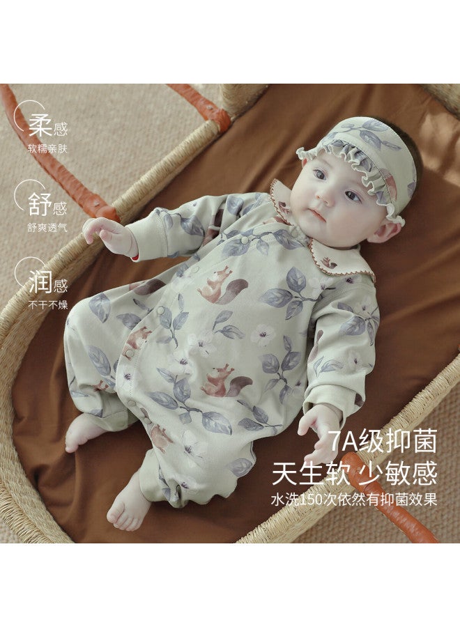Balipig Newborn Baby Clothes 2-piece Set Full Moon Class A Cotton Male Baby Ha Clothes Wind Female Spring And Autumn Style Jumpsuit - Image 5