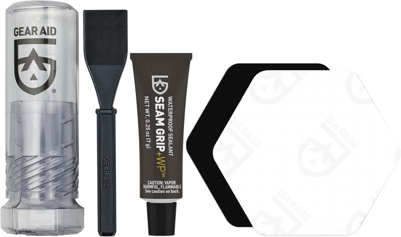 GEAR AID Nylon Tent and Sleeping Pad Repair Kit with Seam Grip WP Glue and Repair Patches - Image 1