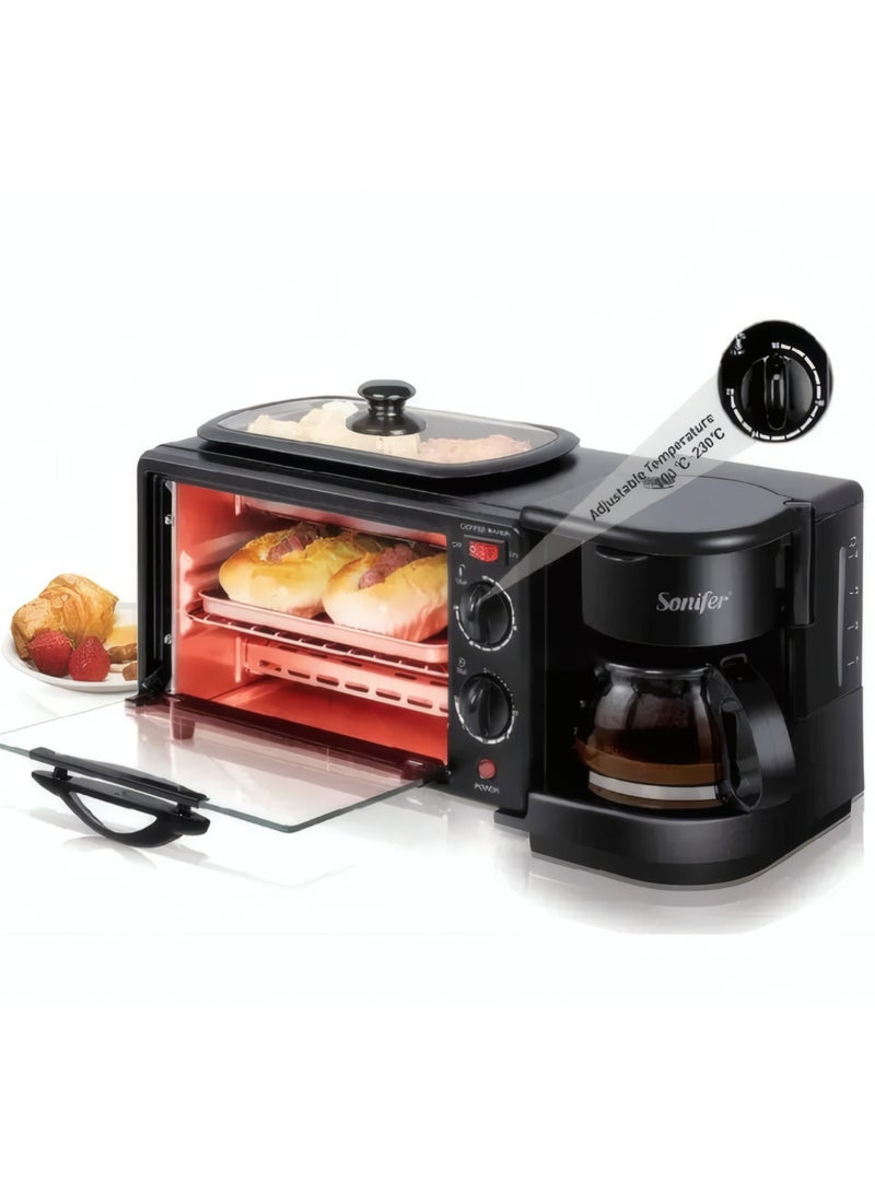 سونفير ماكينة صنع الإفطار 3 في 1 مع فرن وشواية وماكينة صنع القهوة 7 L 1050 W sf-4004x اسود - Image 1